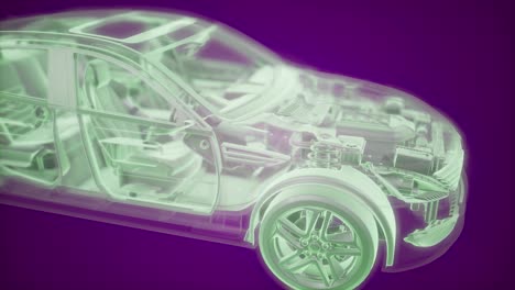 Holografische-Animation-Eines-3D-Drahtmodell-Automodells-Mit-Motor